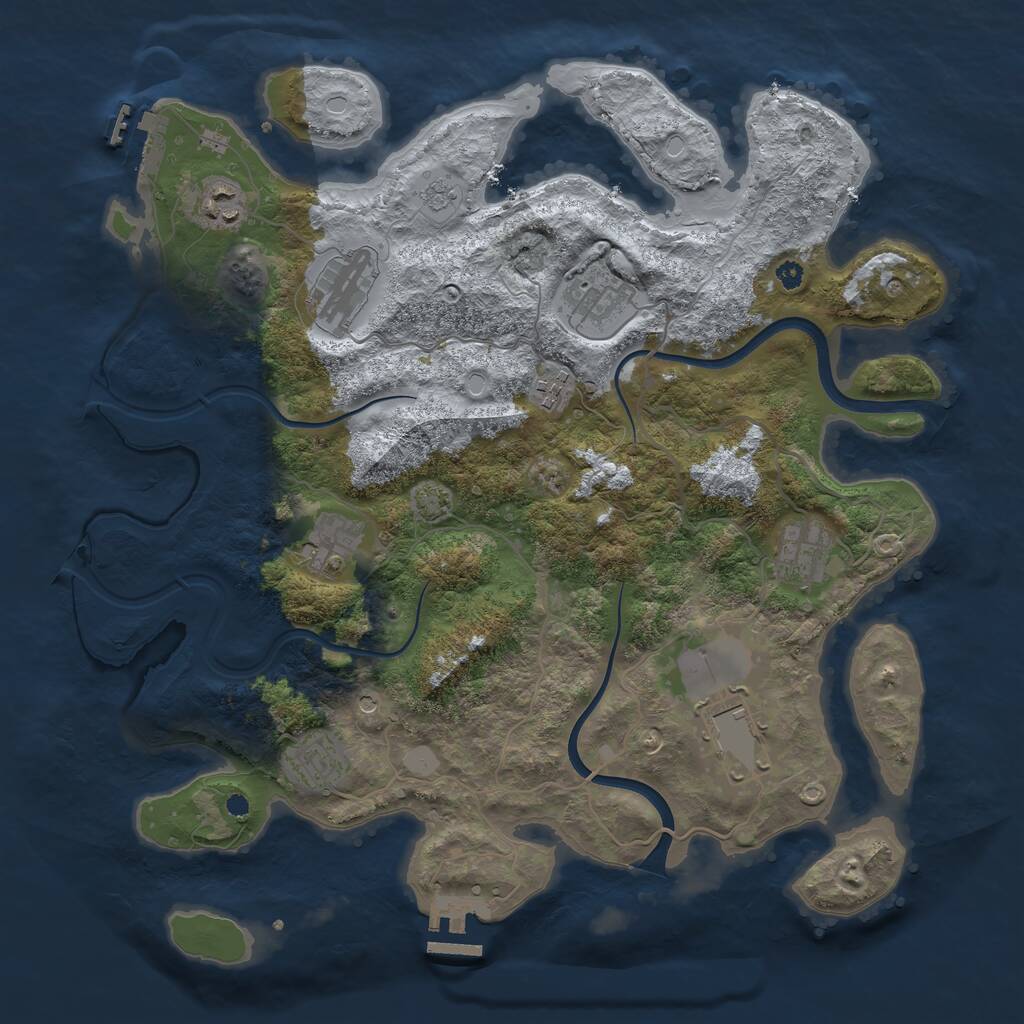 Rust Map: Procedural Map, Size: 3750, Seed: 1287974384, 14 Monuments