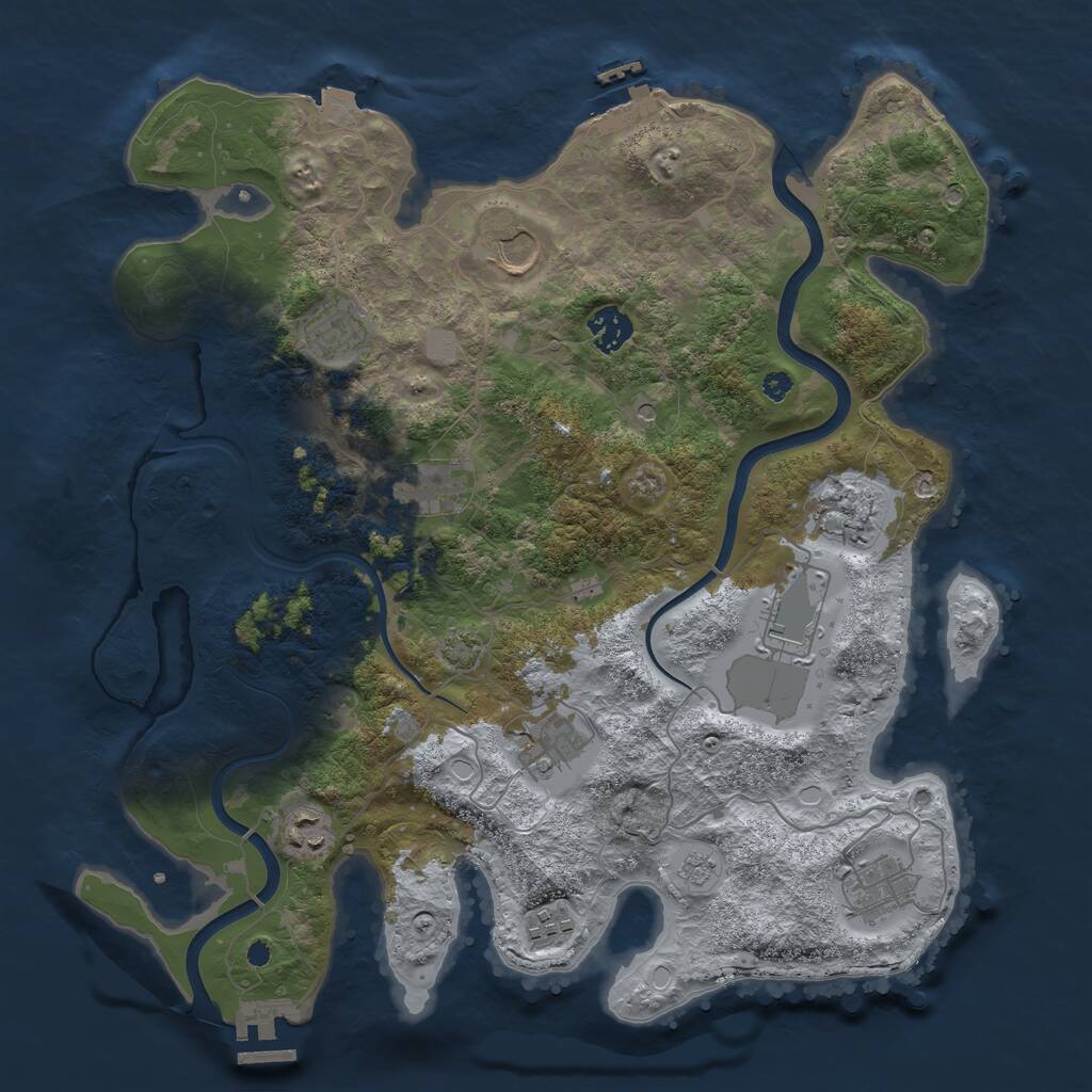 Rust Map: Procedural Map, Size: 3750, Seed: 551332442, 16 Monuments