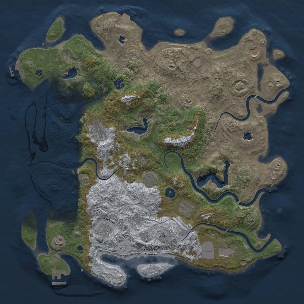 Rust Map: Procedural Map, Size: 4500, Seed: 1069243946, 16 Monuments