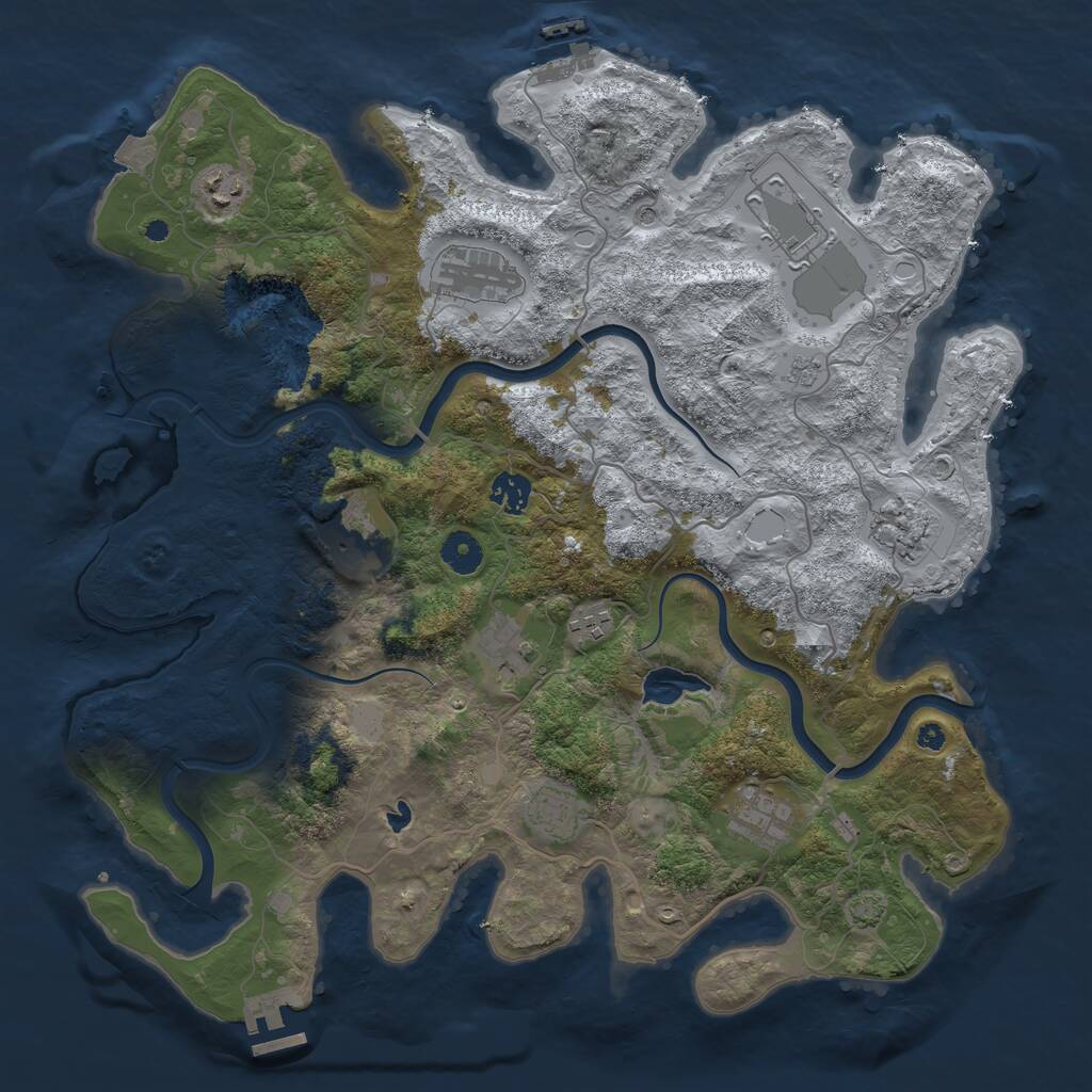 Rust Map: Procedural Map, Size: 4000, Seed: 453297712, 16 Monuments