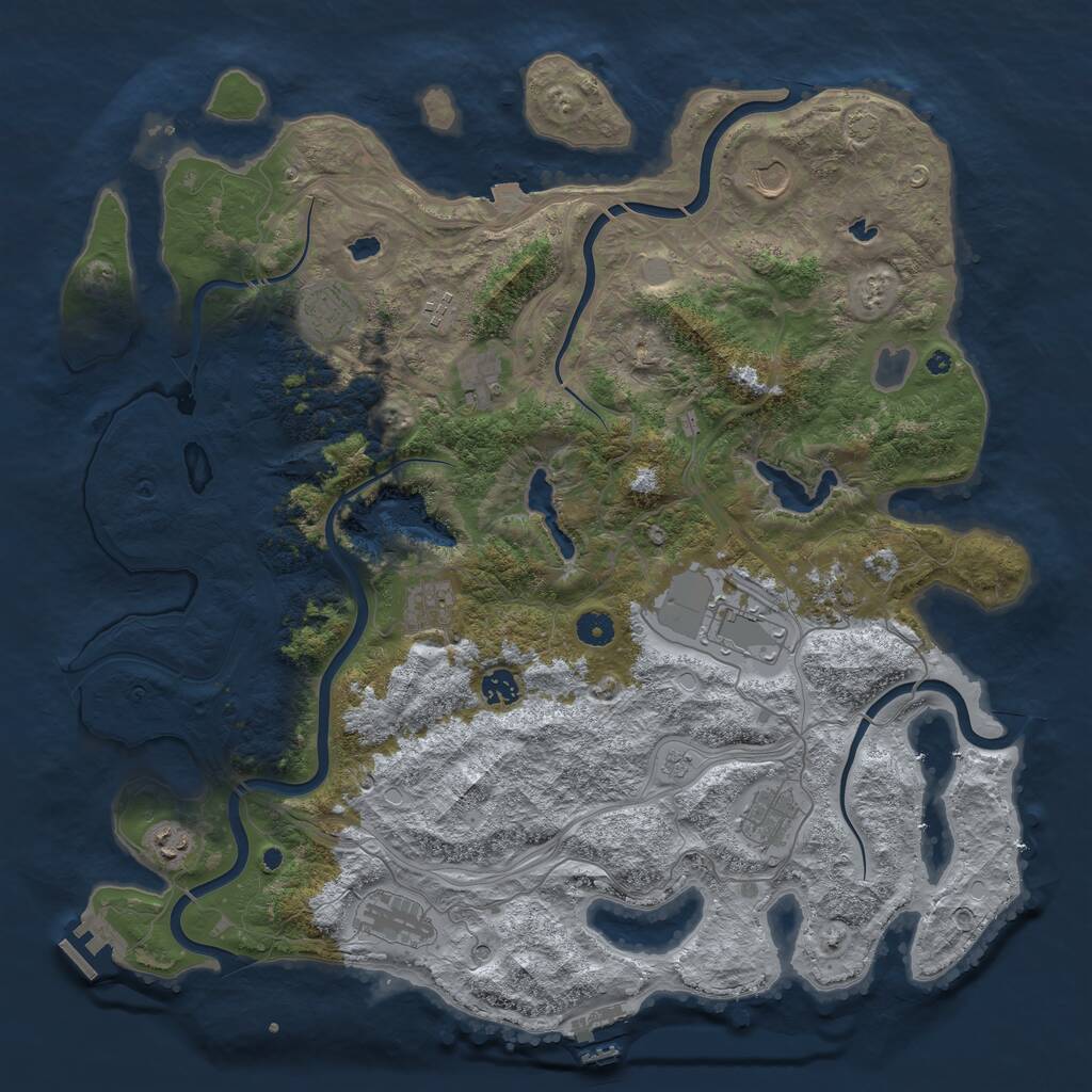 Rust Map: Procedural Map, Size: 4500, Seed: 582081511, 17 Monuments
