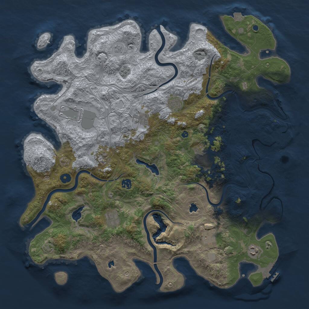 Rust Map: Procedural Map, Size: 4500, Seed: 2069807031, 16 Monuments