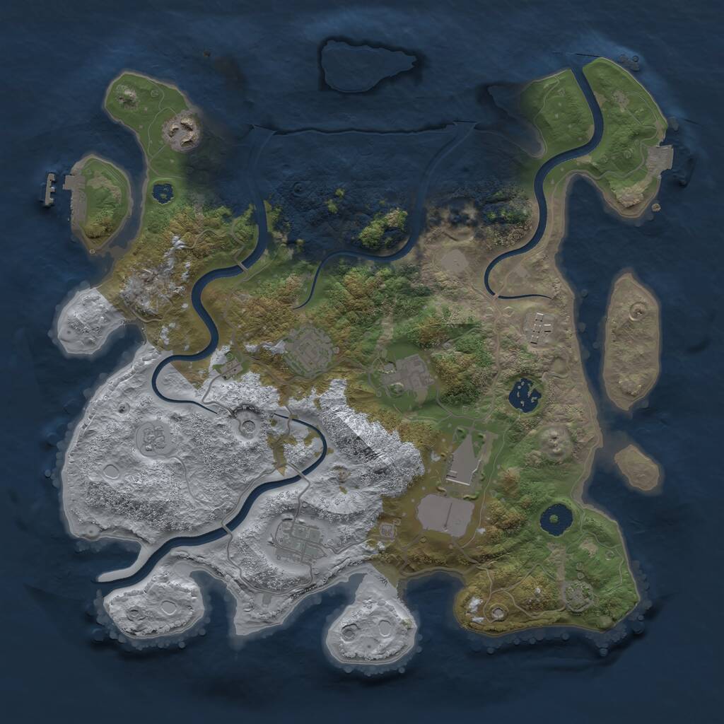 Rust Map: Procedural Map, Size: 3500, Seed: 1292065867, 12 Monuments