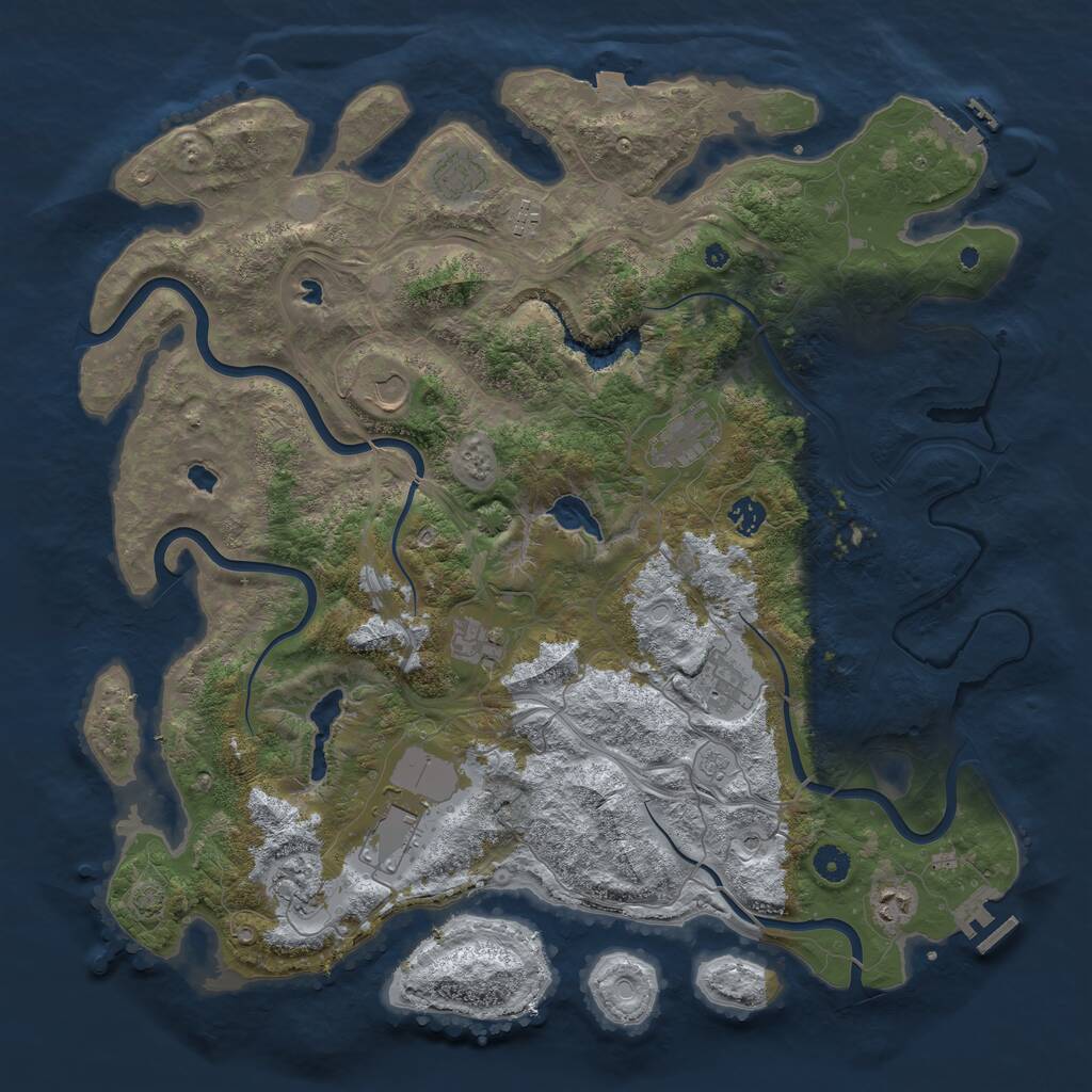 Rust Map: Procedural Map, Size: 4500, Seed: 1153980438, 16 Monuments