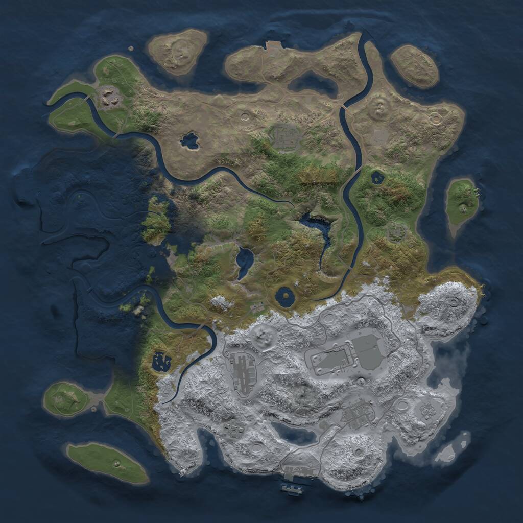 Rust Map: Procedural Map, Size: 4000, Seed: 1645032188, 14 Monuments