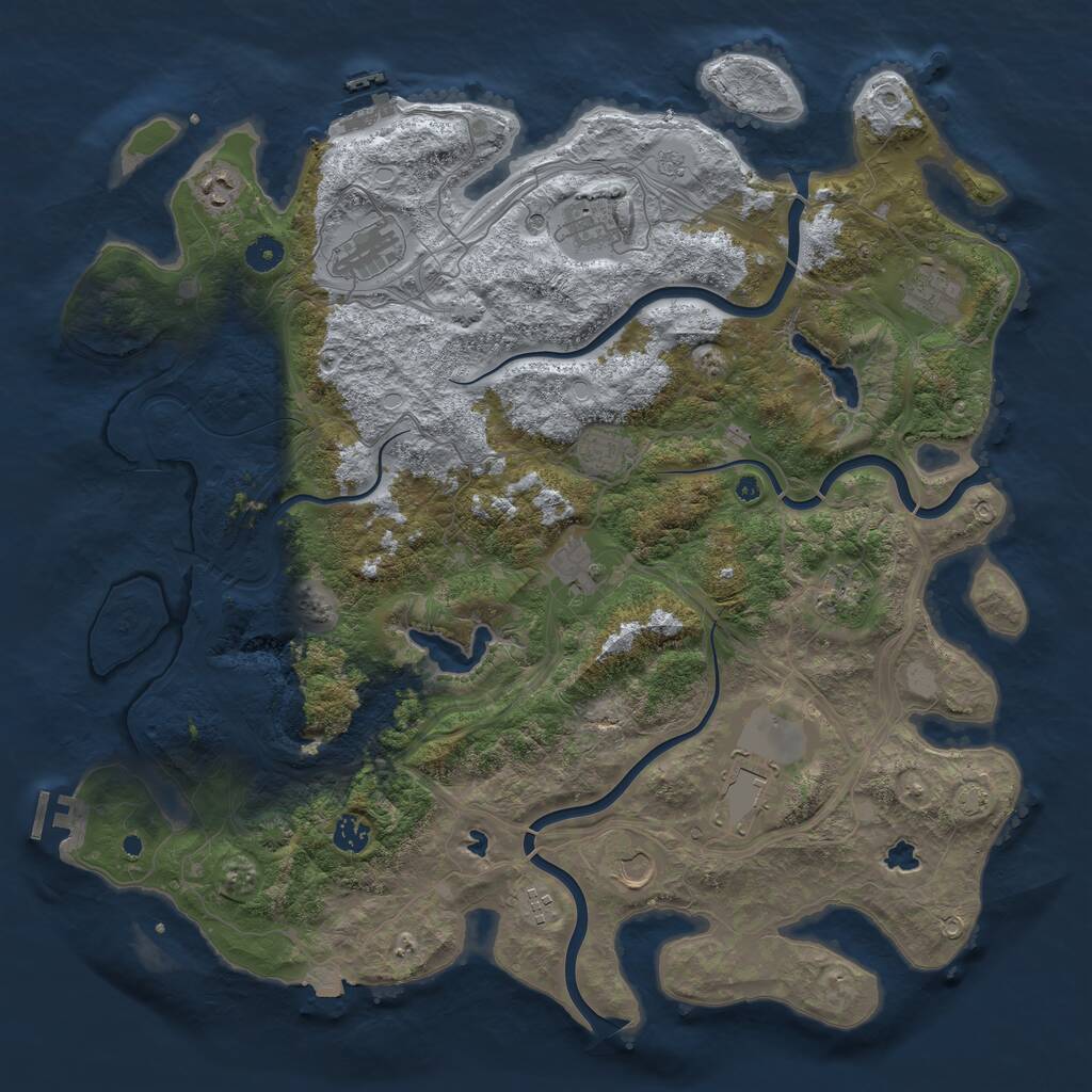 Rust Map: Procedural Map, Size: 4500, Seed: 229571061, 17 Monuments