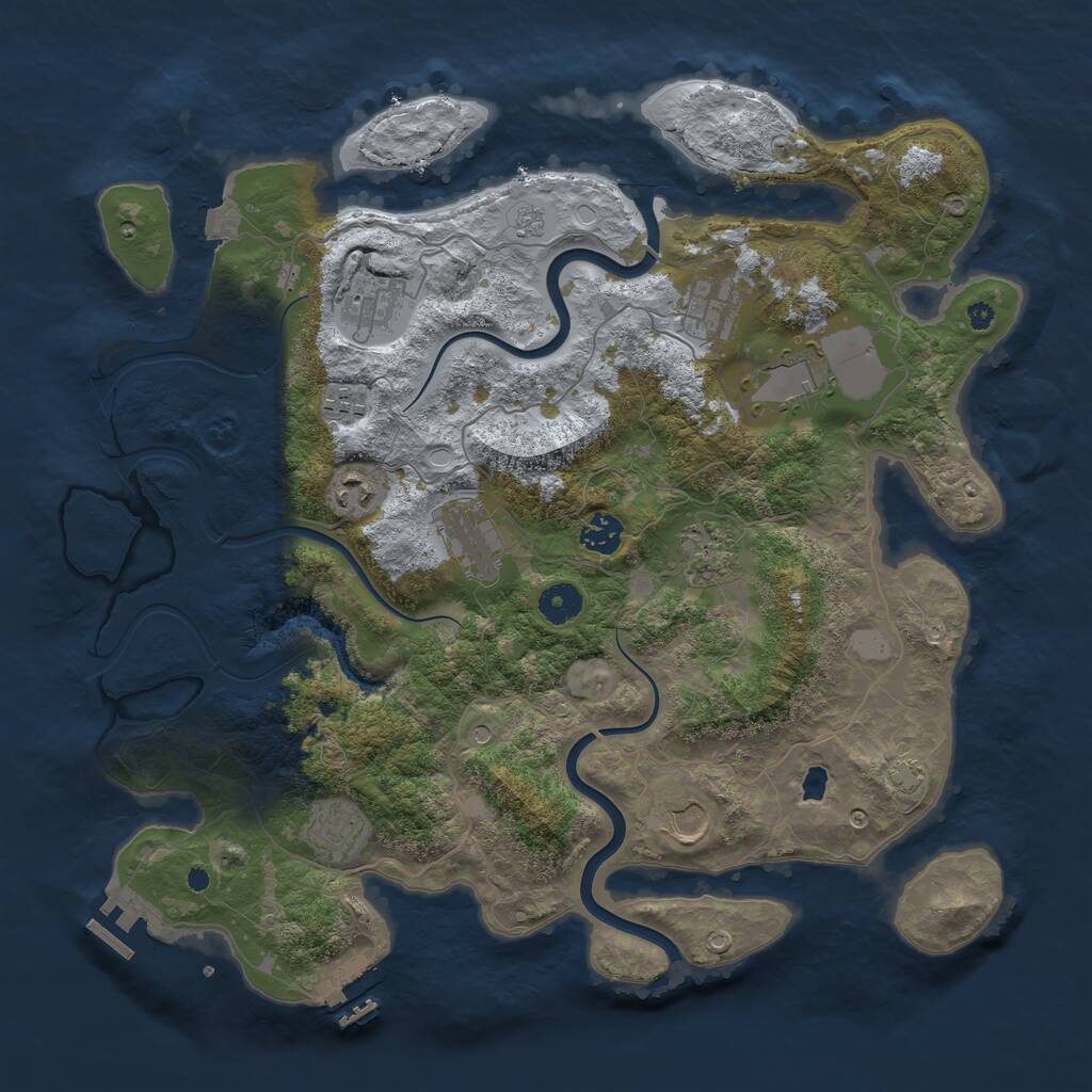 Rust Map: Procedural Map, Size: 4000, Seed: 1059842376, 16 Monuments