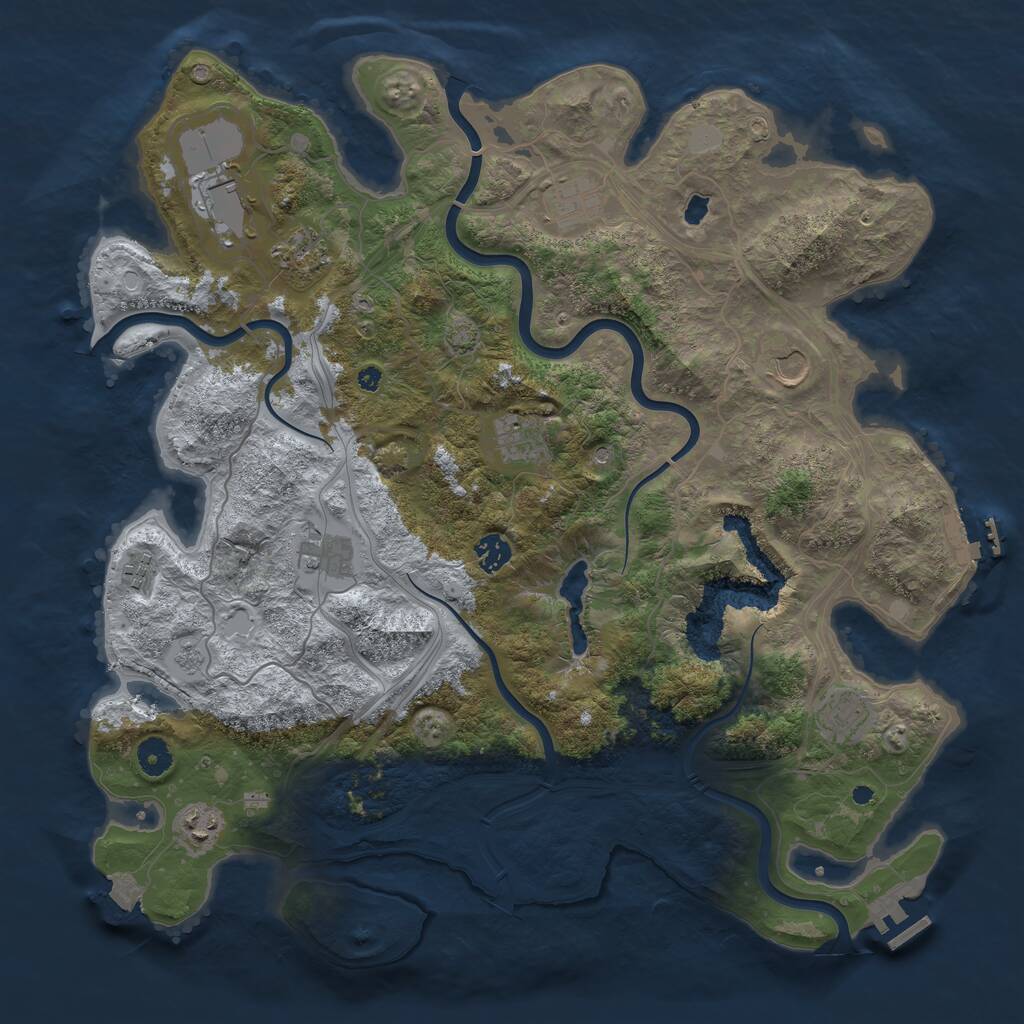 Rust Map: Procedural Map, Size: 4250, Seed: 649861369, 16 Monuments