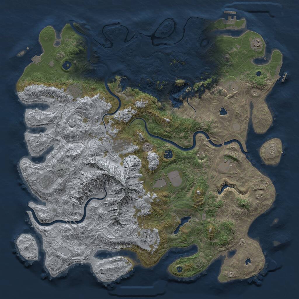 Rust Map: Procedural Map, Size: 5000, Seed: 234239056, 16 Monuments