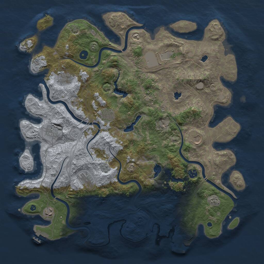 Rust Map: Procedural Map, Size: 4500, Seed: 2057946329, 16 Monuments