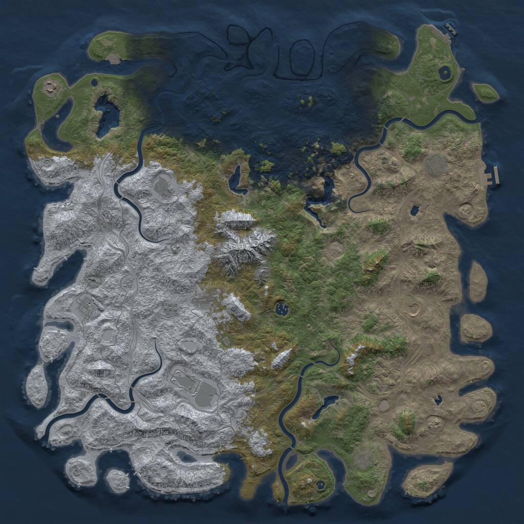 Rust Map: Procedural Map, Size: 6000, Seed: 1012294409, 17 Monuments