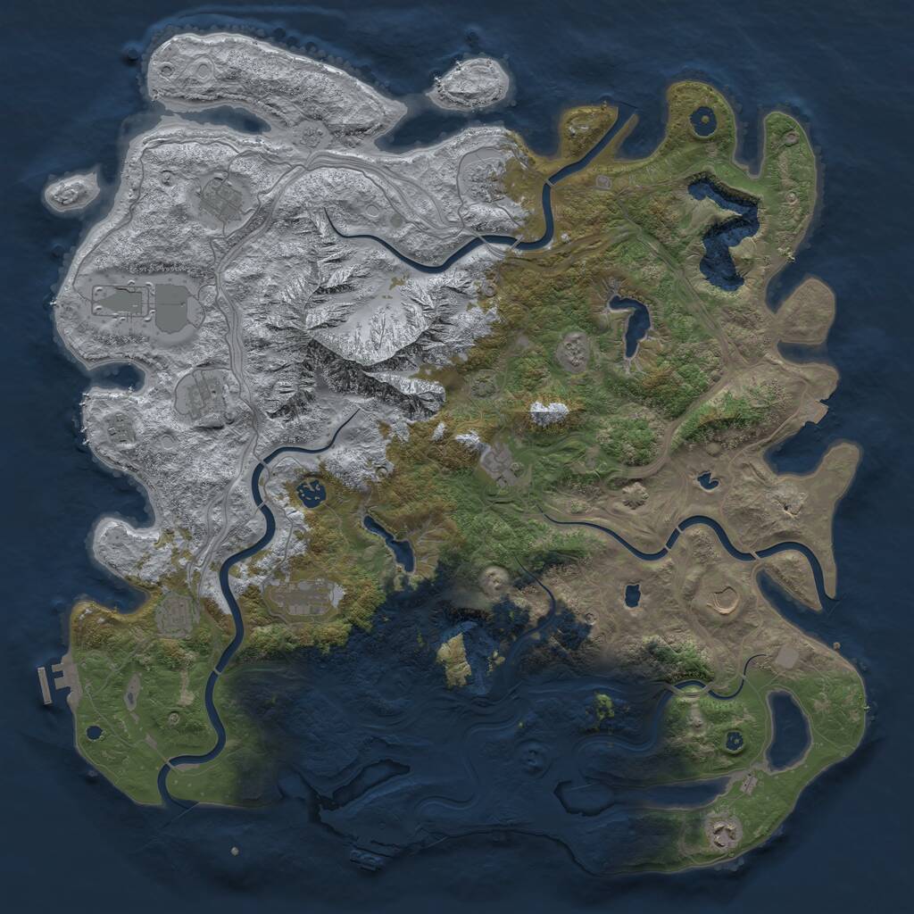 Rust Map: Procedural Map, Size: 5000, Seed: 23957, 17 Monuments