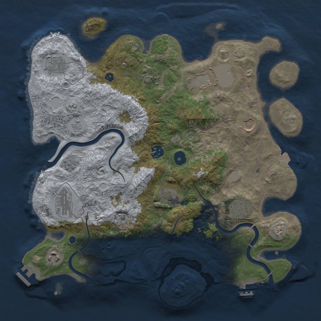 Rust Map: Procedural Map, Size: 3700, Seed: 4343444, 16 Monuments