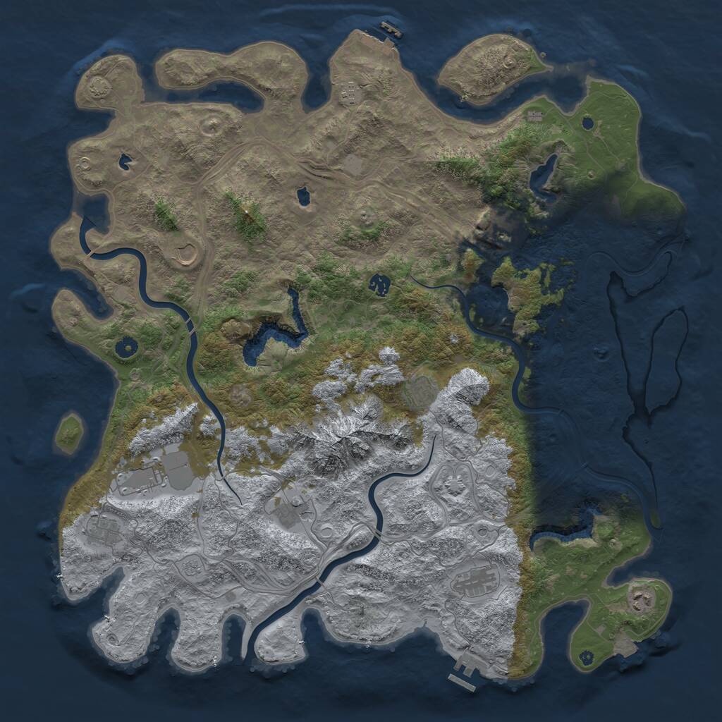 Rust Map: Procedural Map, Size: 5000, Seed: 1140286289, 16 Monuments