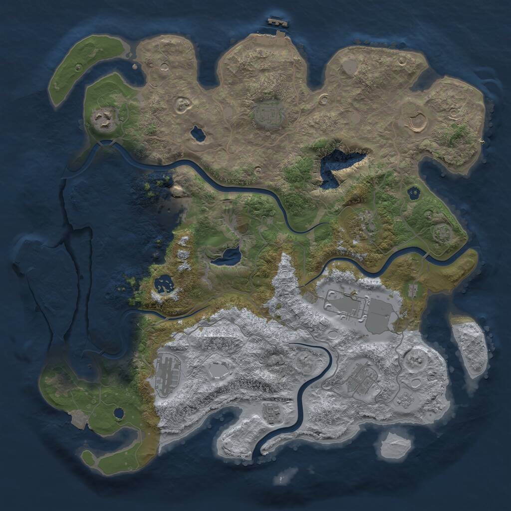 Rust Map: Procedural Map, Size: 4000, Seed: 2347345, 16 Monuments