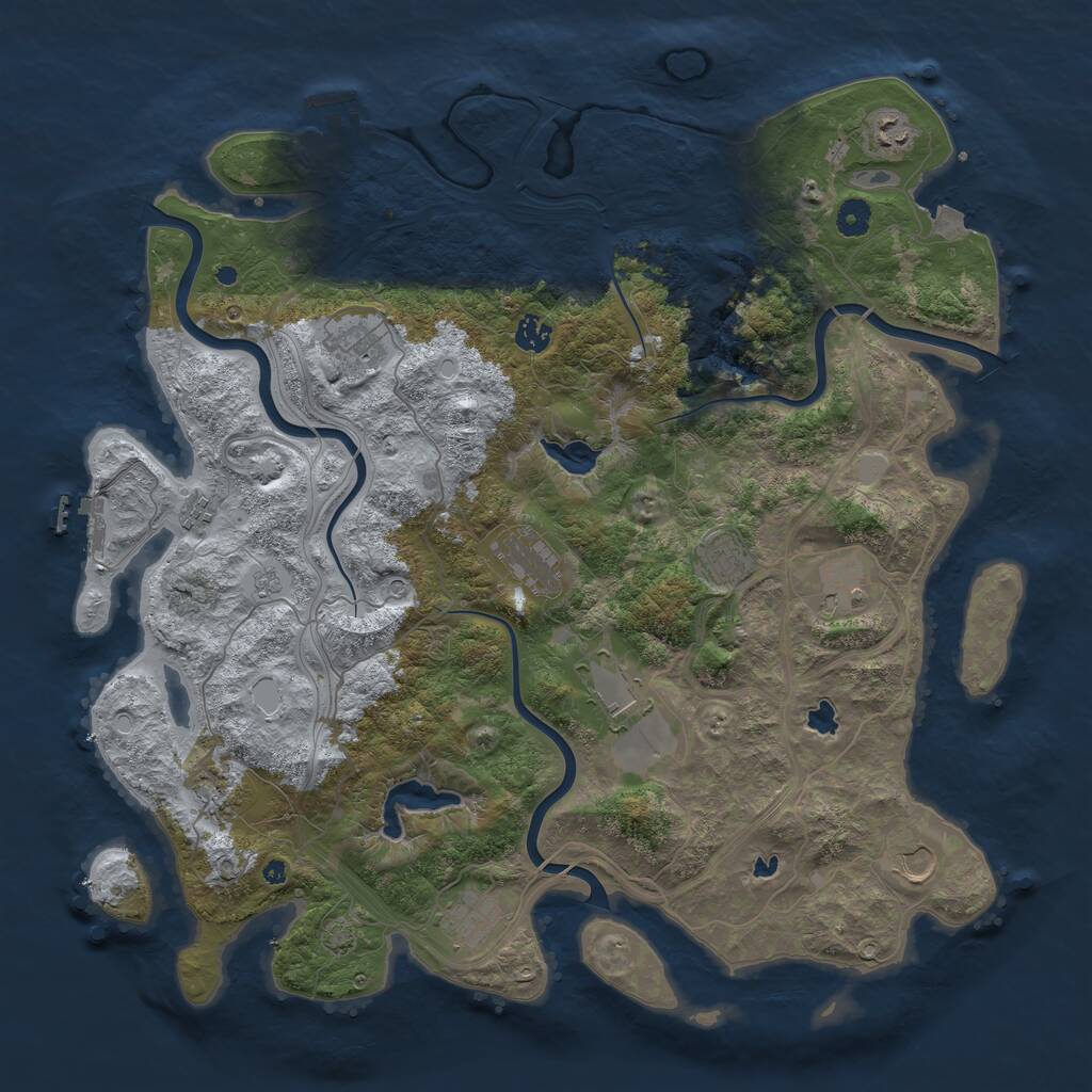 Rust Map: Procedural Map, Size: 4500, Seed: 49315991, 17 Monuments