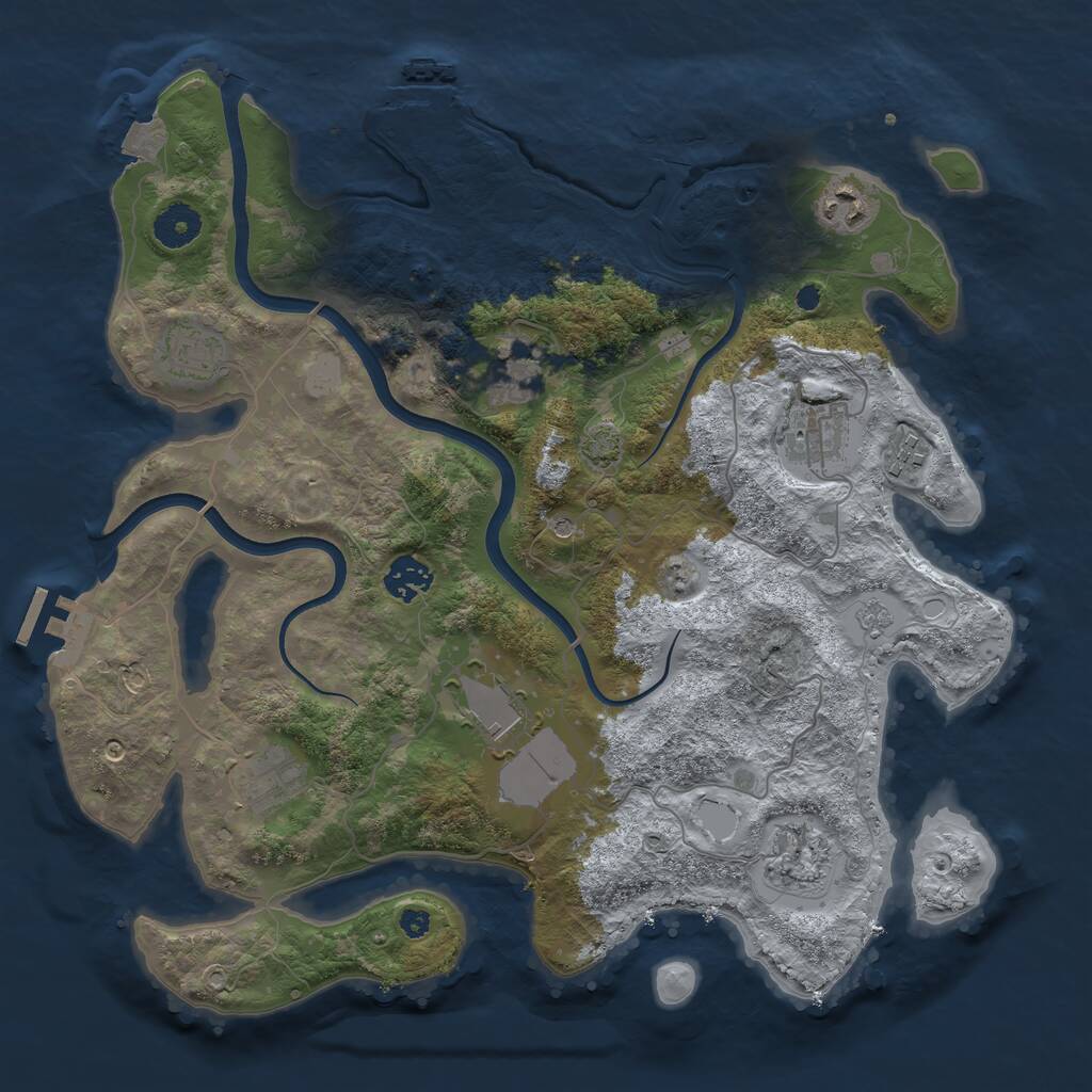 Rust Map: Procedural Map, Size: 3650, Seed: 44809588, 15 Monuments