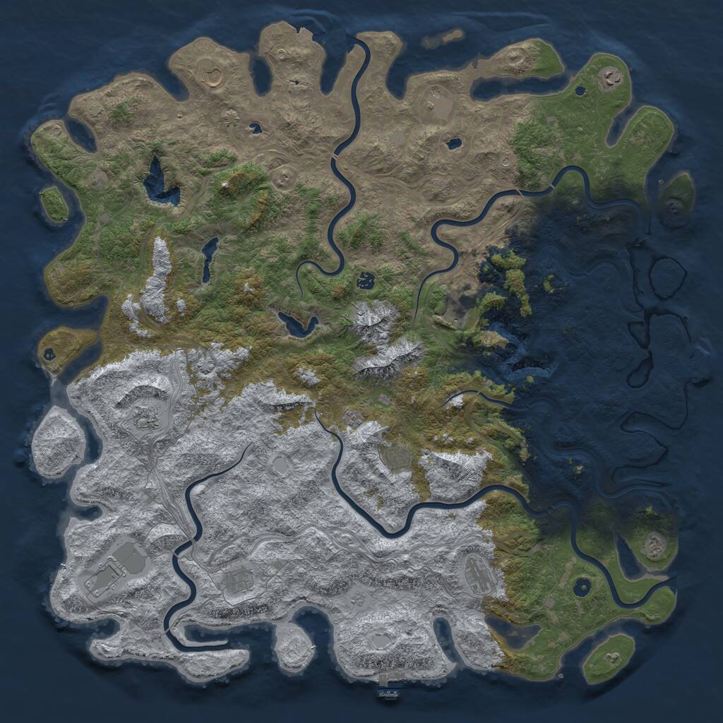 Rust Map: Procedural Map, Size: 6000, Seed: 2872, 17 Monuments