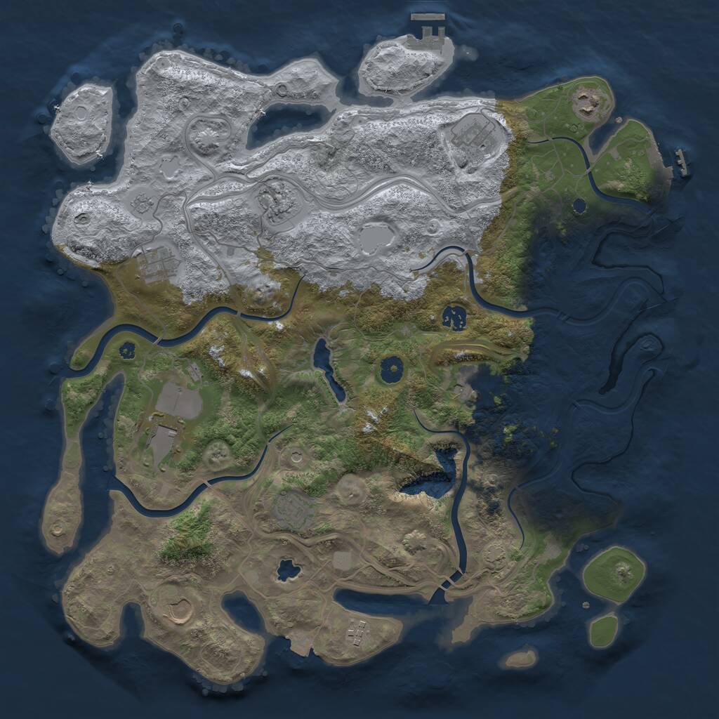 Rust Map: Procedural Map, Size: 4250, Seed: 1289664115, 16 Monuments