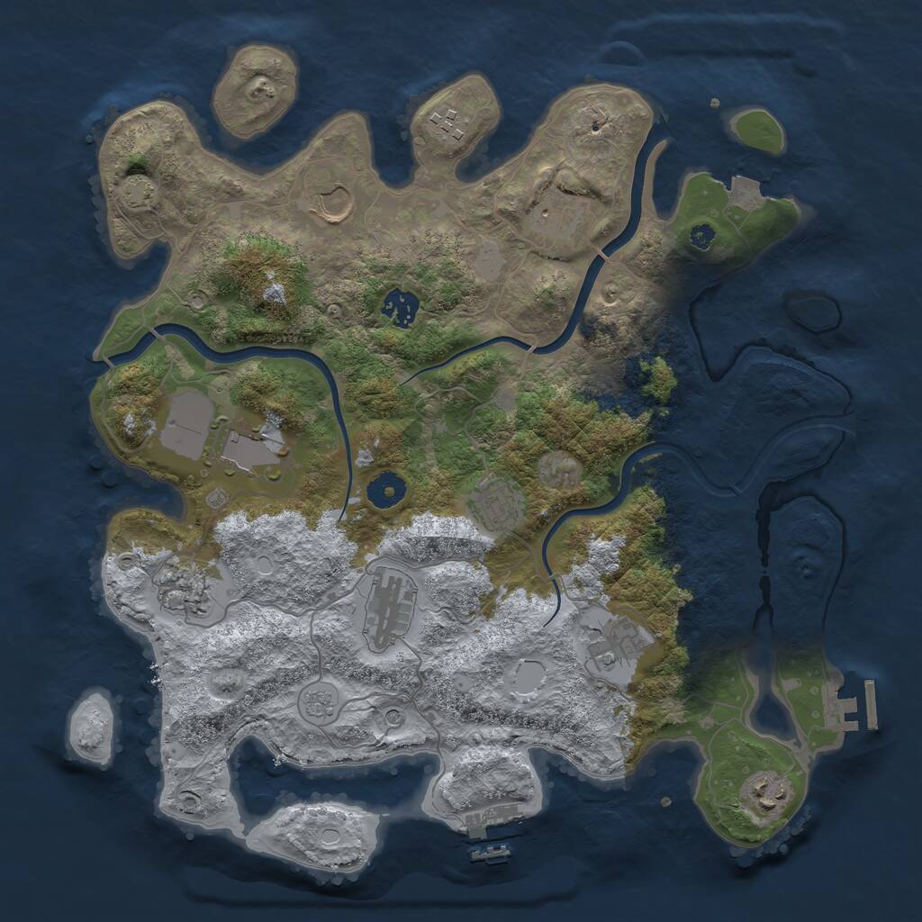 Rust Map: Procedural Map, Size: 3750, Seed: 23381547, 16 Monuments
