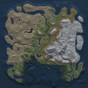 Thumbnail Rust Map: Procedural Map, Size: 5000, Seed: 1331776405, 16 Monuments