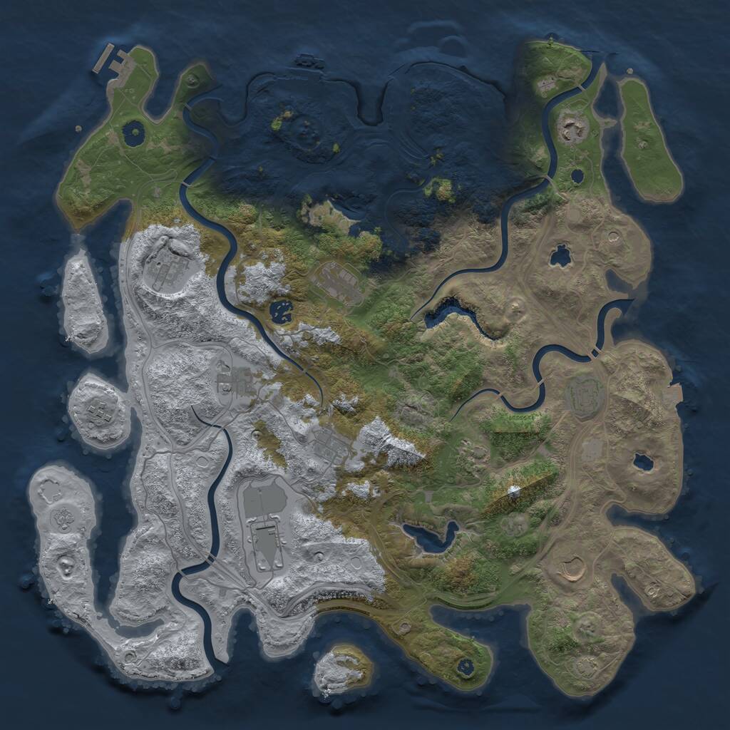 Rust Map: Procedural Map, Size: 4500, Seed: 1362926331, 17 Monuments