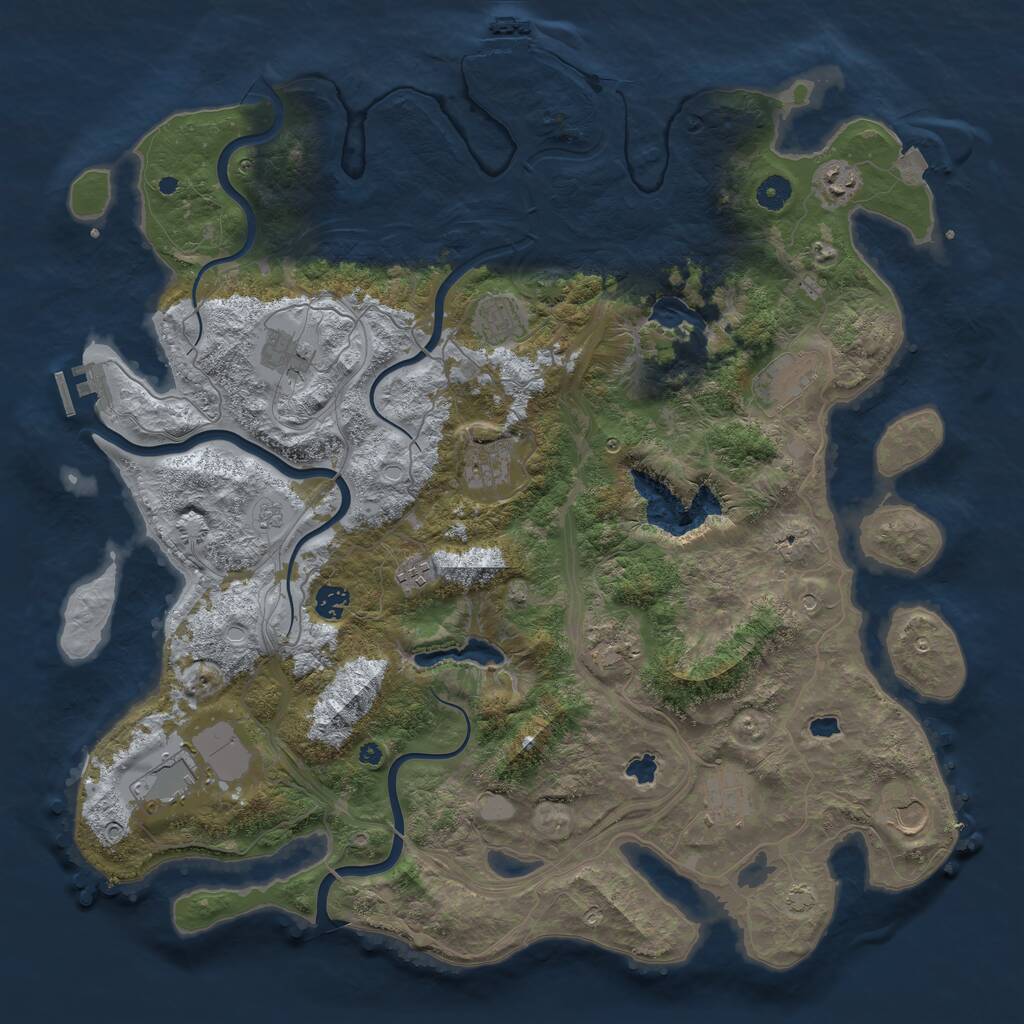 Rust Map: Procedural Map, Size: 4500, Seed: 368015395, 17 Monuments