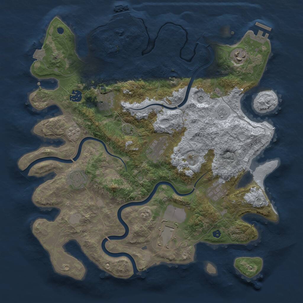 Rust Map: Procedural Map, Size: 3700, Seed: 454544058, 14 Monuments