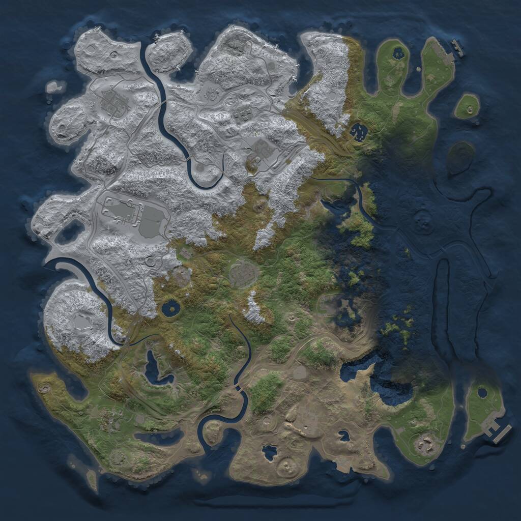 Rust Map: Procedural Map, Size: 4500, Seed: 797725701, 16 Monuments
