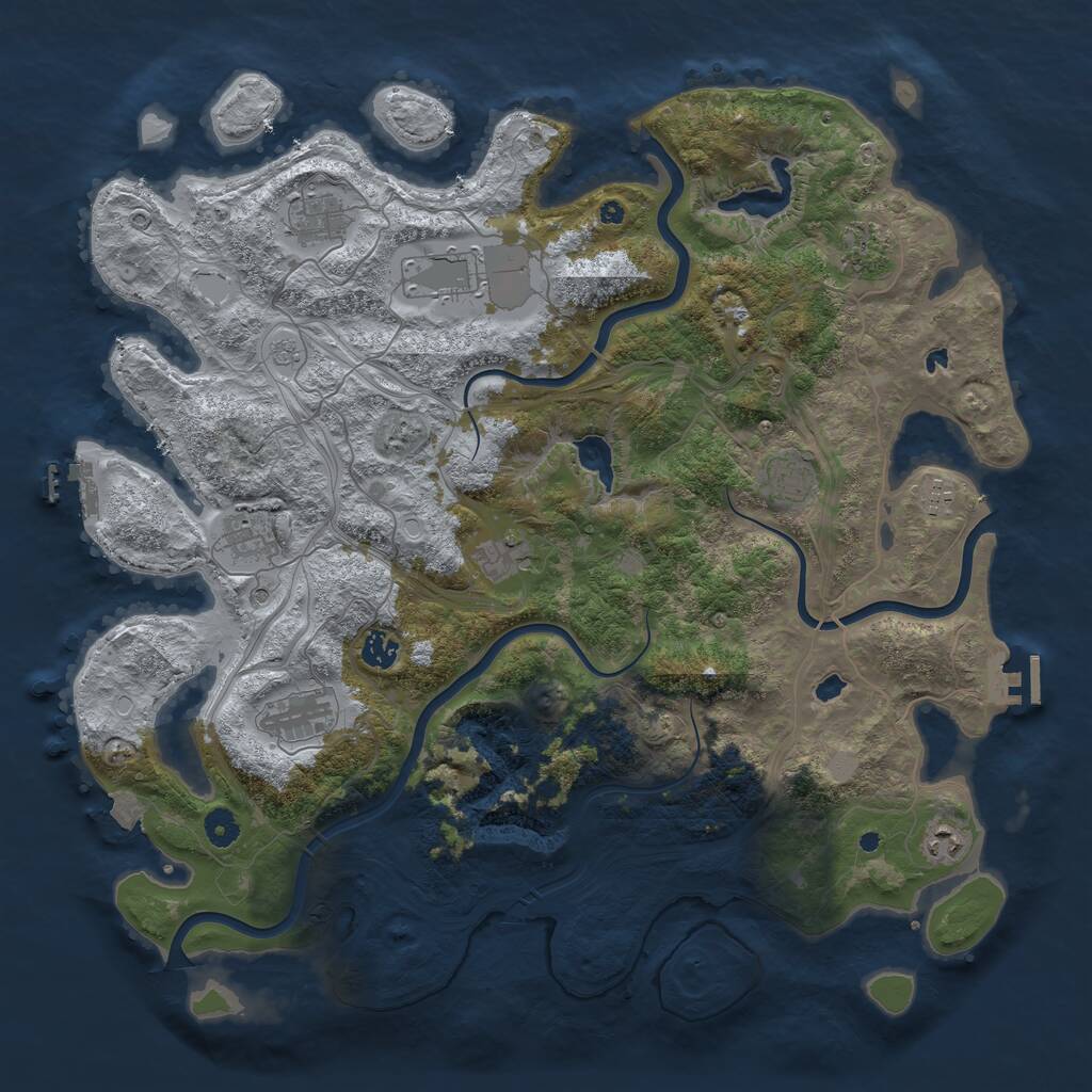 Rust Map: Procedural Map, Size: 4500, Seed: 1444617417, 16 Monuments