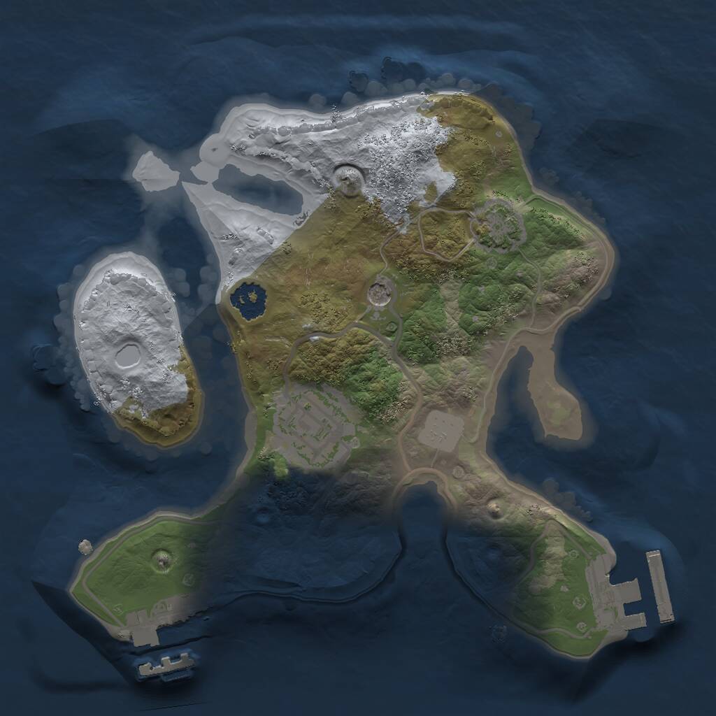 Rust Map: Procedural Map, Size: 2000, Seed: 1976997507, 6 Monuments