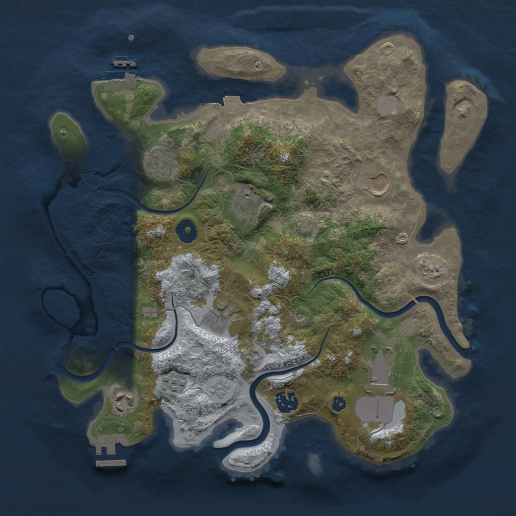 Rust Map: Procedural Map, Size: 3500, Seed: 680810646, 14 Monuments