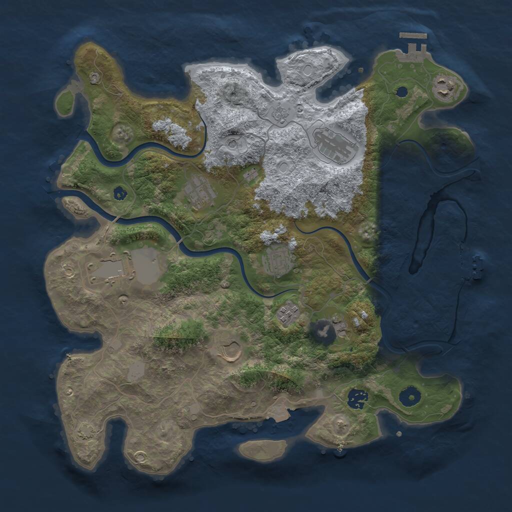 Rust Map: Procedural Map, Size: 3750, Seed: 35412030, 15 Monuments