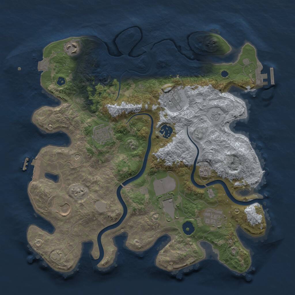 Rust Map: Procedural Map, Size: 3500, Seed: 373110434, 14 Monuments