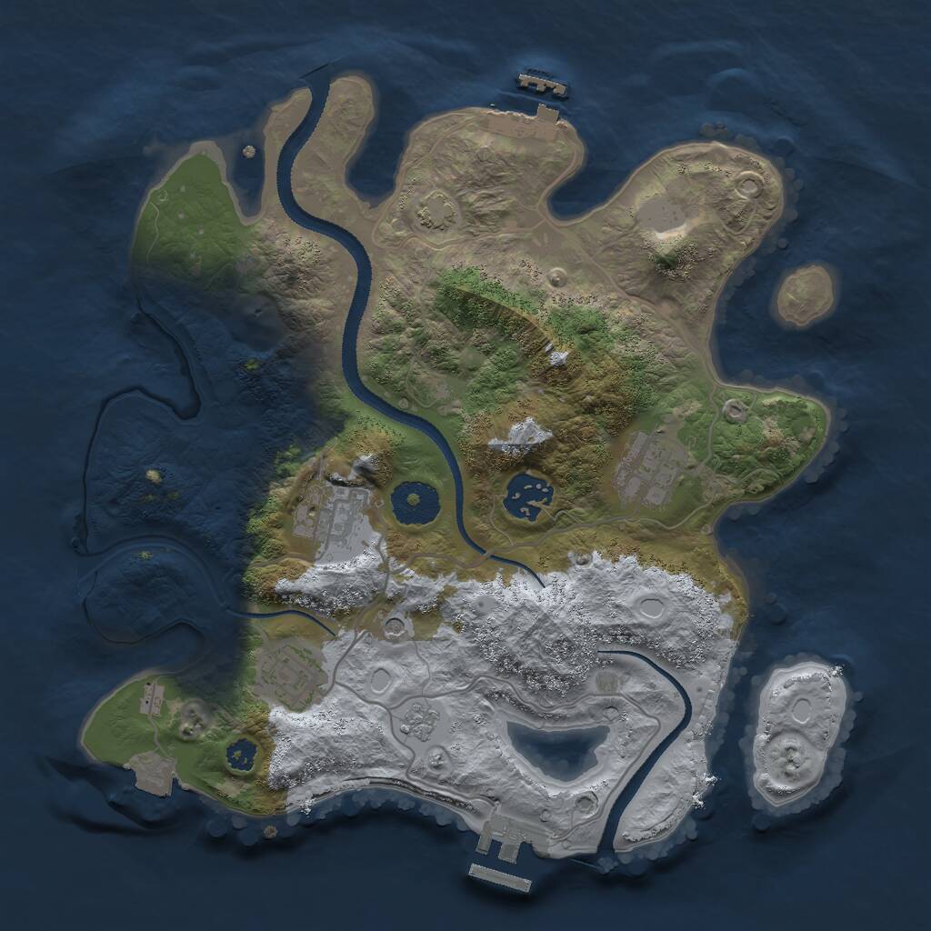 Rust Map: Procedural Map, Size: 3000, Seed: 1377135277, 10 Monuments