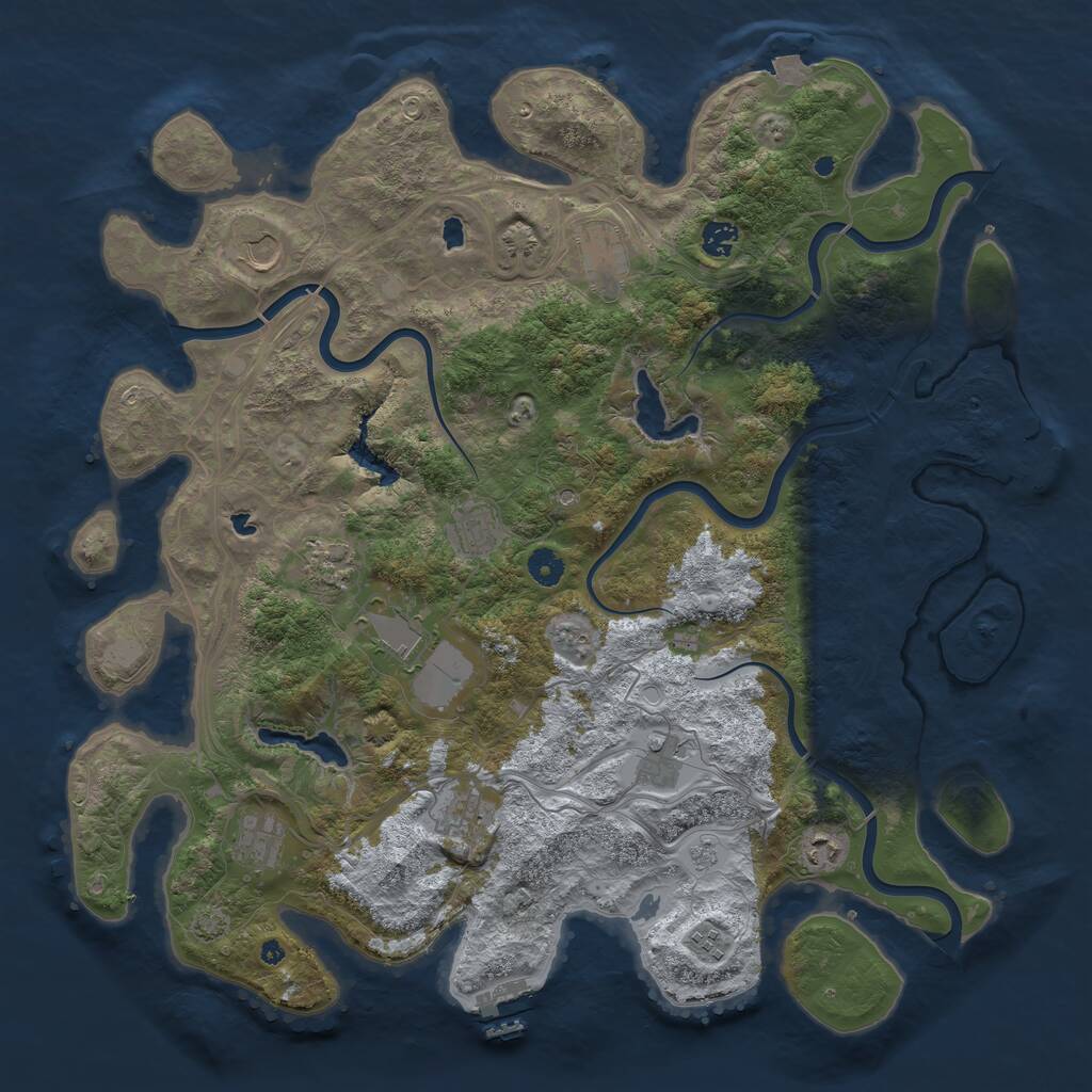 Rust Map: Procedural Map, Size: 4500, Seed: 186546871, 17 Monuments
