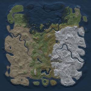 Thumbnail Rust Map: Procedural Map, Size: 5500, Seed: 56543516, 17 Monuments