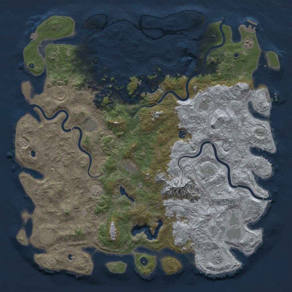Rust Map: Procedural Map, Size: 5500, Seed: 56543516, 17 Monuments