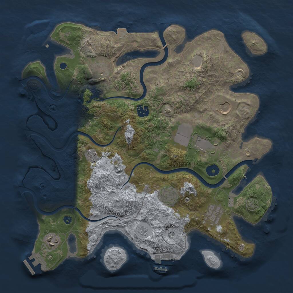 Rust Map: Procedural Map, Size: 3500, Seed: 554678, 14 Monuments