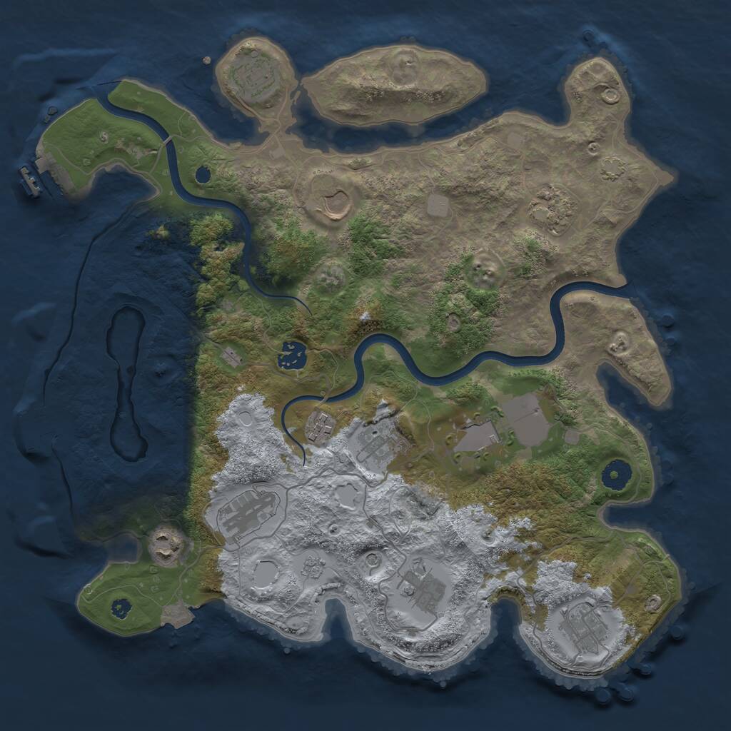 Rust Map: Procedural Map, Size: 3700, Seed: 153207, 17 Monuments