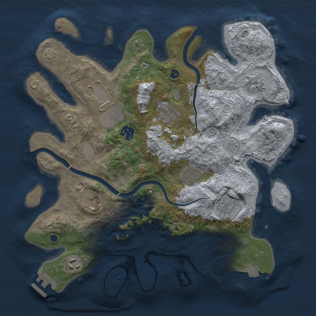 Rust Map: Procedural Map, Size: 3500, Seed: 1807029958, 14 Monuments