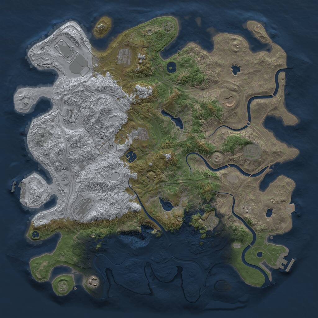 Rust Map: Procedural Map, Size: 4500, Seed: 147042264, 17 Monuments