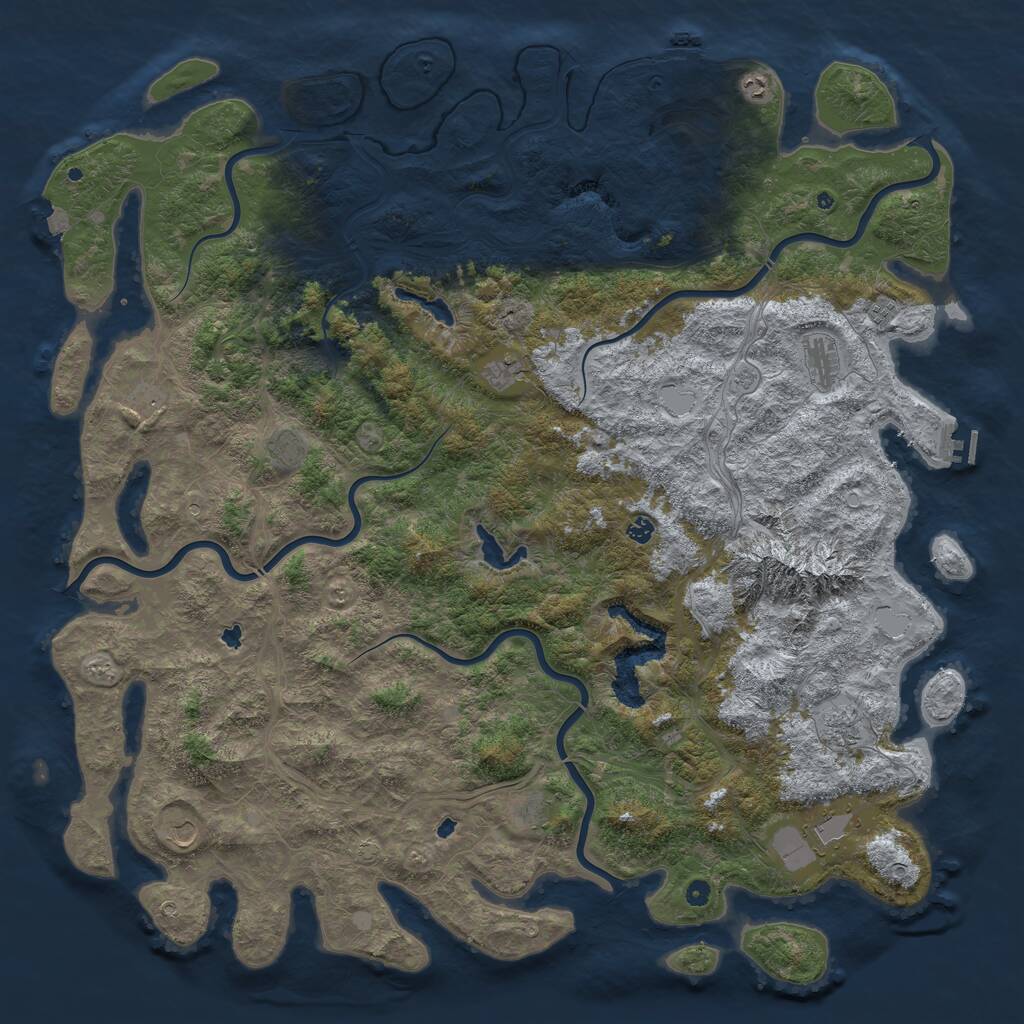 Rust Map: Procedural Map, Size: 6000, Seed: 1161197426, 17 Monuments