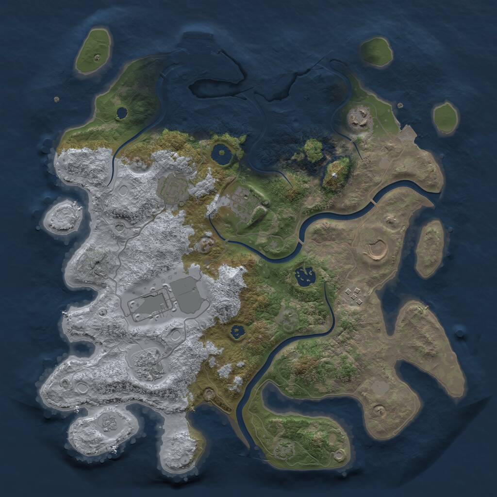 Rust Map: Procedural Map, Size: 3650, Seed: 1580612154, 13 Monuments
