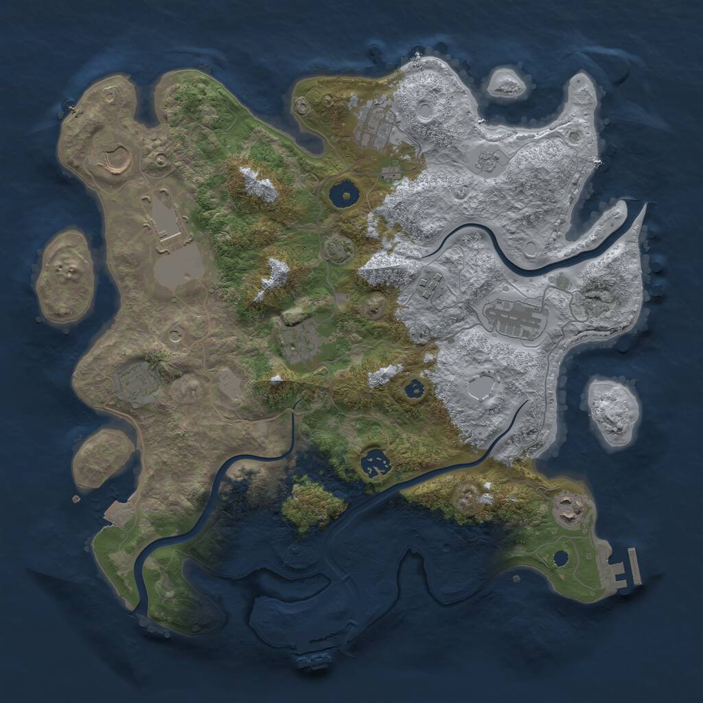 Rust Map: Procedural Map, Size: 3750, Seed: 966761054, 15 Monuments