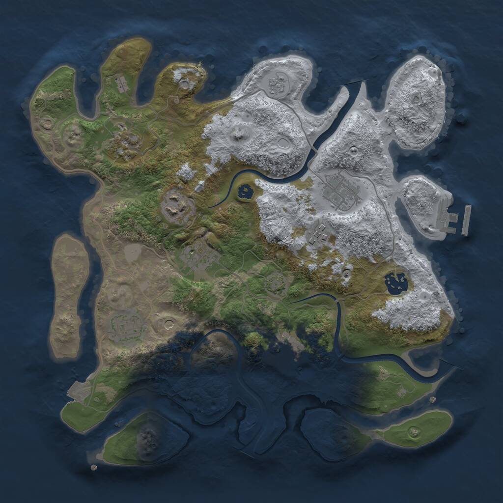 Rust Map: Procedural Map, Size: 3300, Seed: 33254, 13 Monuments