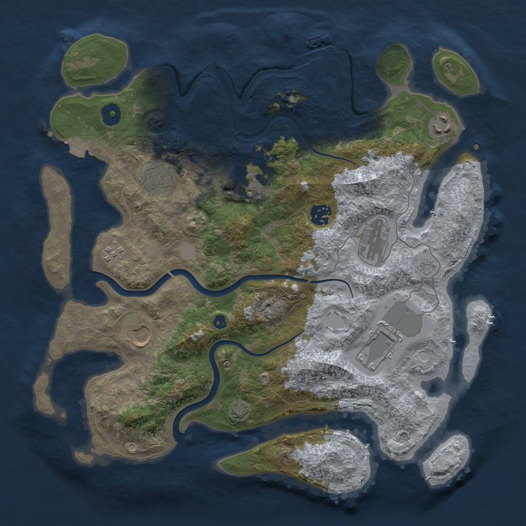 Rust Map: Procedural Map, Size: 3750, Seed: 826753903, 13 Monuments