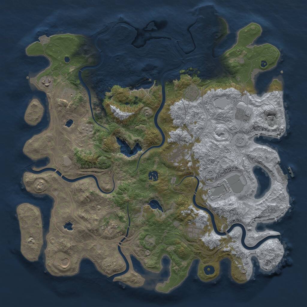 Rust Map: Procedural Map, Size: 4500, Seed: 15624257, 17 Monuments