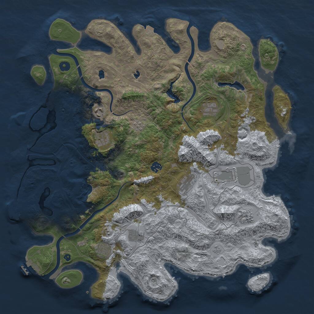 Rust Map: Procedural Map, Size: 4500, Seed: 1365131748, 16 Monuments