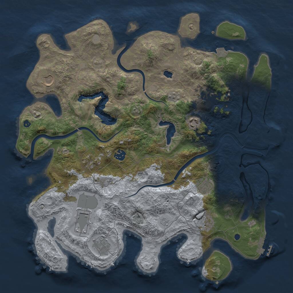 Rust Map: Procedural Map, Size: 4000, Seed: 1047687729, 16 Monuments